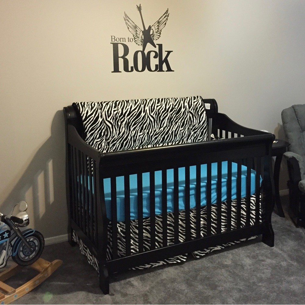 Custom Made - Turquoise and Zebra Print Crib Bedding Set by Carousel Designs